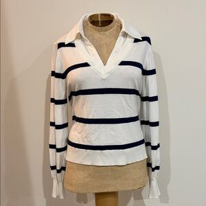 Belldini White and Navy Striped Top